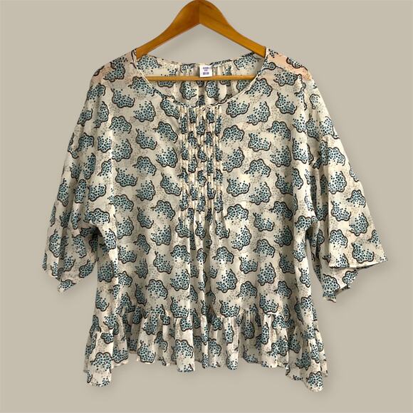 Anna Sui x Uniqlo Women's Ruffle Floral Oversized Blouse Medium Boho Peasant - Picture 3 of 11